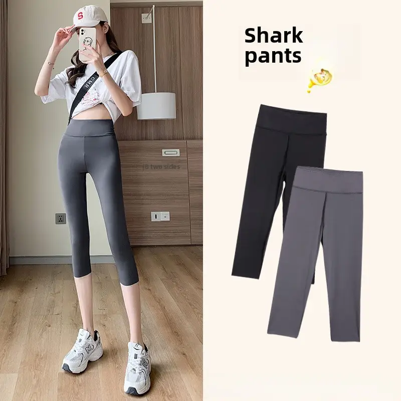 Women Shark Pants Slim Leggings Summer Wear Black - Image 10