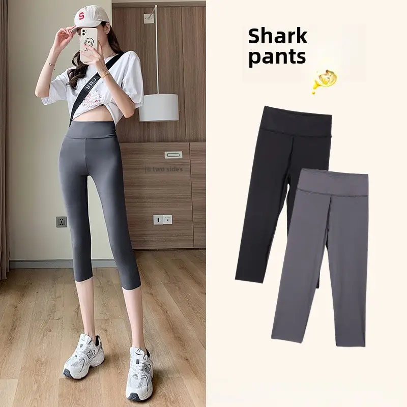 Women Shark Pants Slim Leggings Summer Wear Black - Image 11