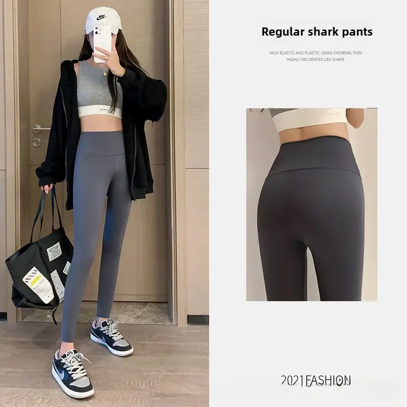 Women Shark Pants Slim Leggings Summer Wear Black - Image 18