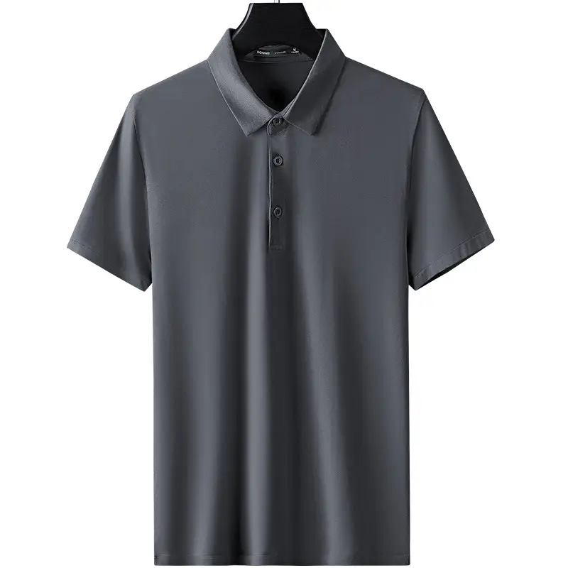 Men's Green Modal Cotton Polo Shirt Short Sleeve Collar - Image 11