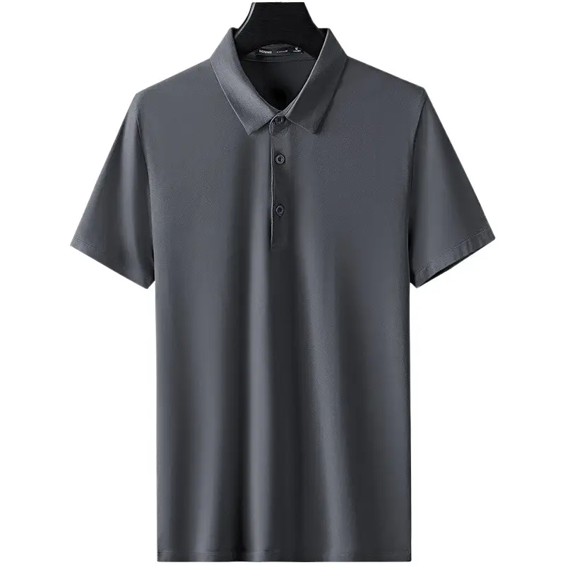 Men's Green Modal Cotton Polo Shirt Short Sleeve Collar