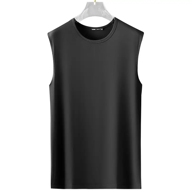 Men Sleeveless Vest Gray Ice Silk Summer Wear - Image 28
