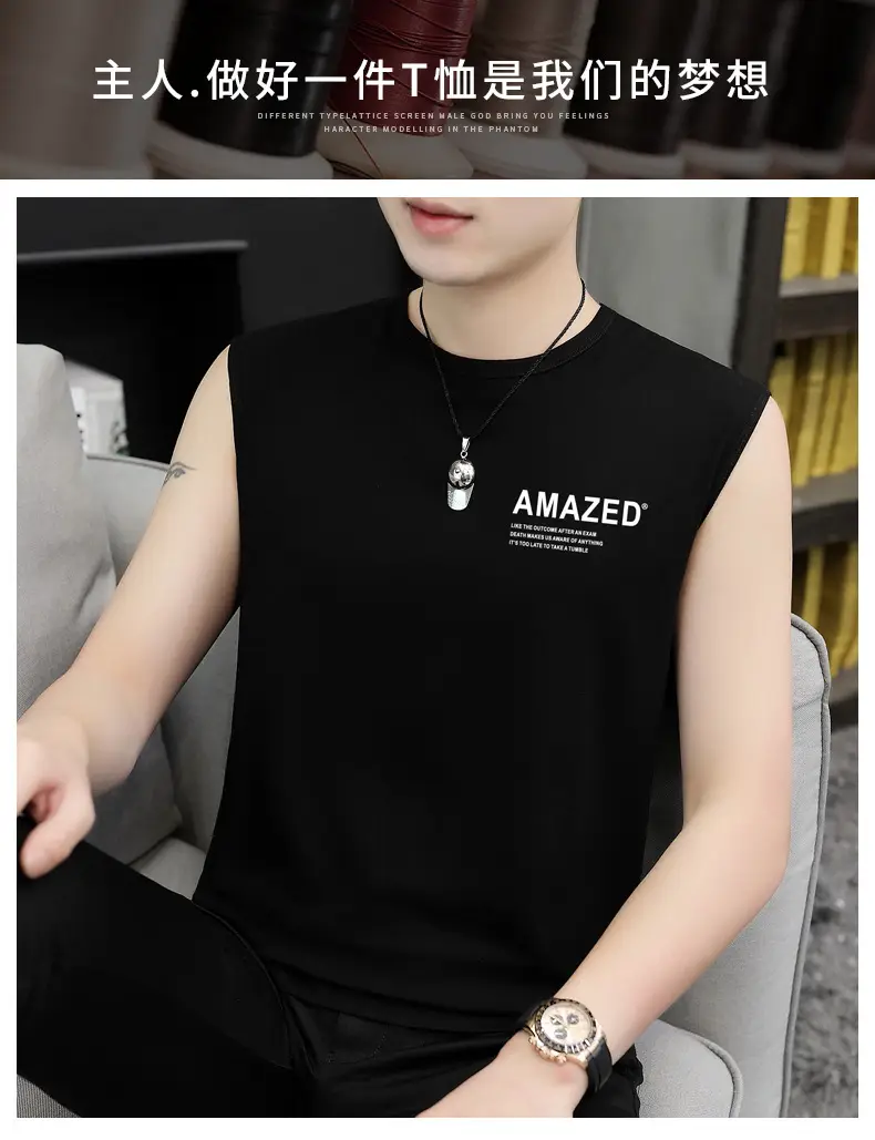 Men Sleeveless Vest Gray Ice Silk Summer Wear — feature 1