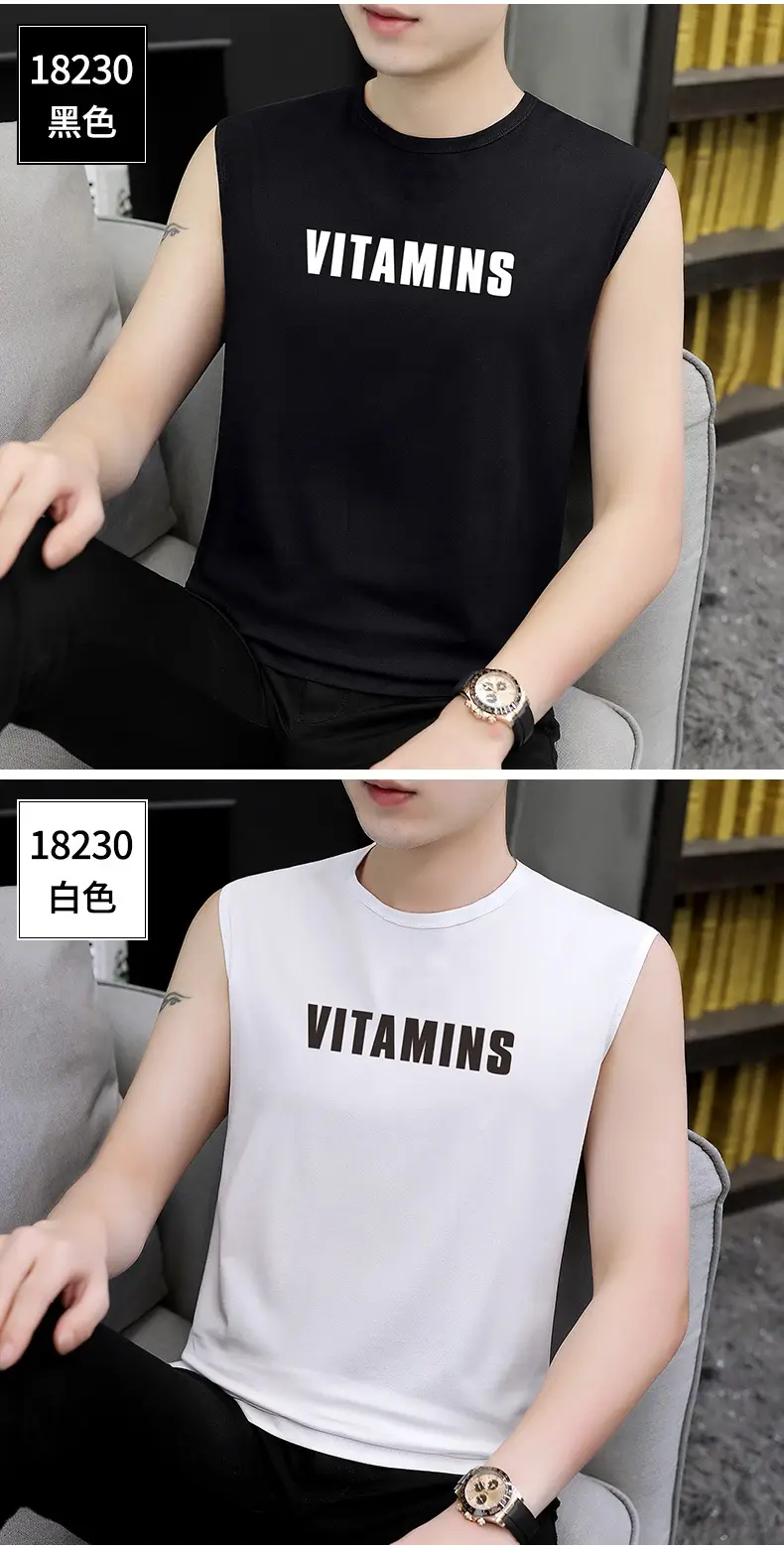 Men Sleeveless Vest Gray Ice Silk Summer Wear — feature 15
