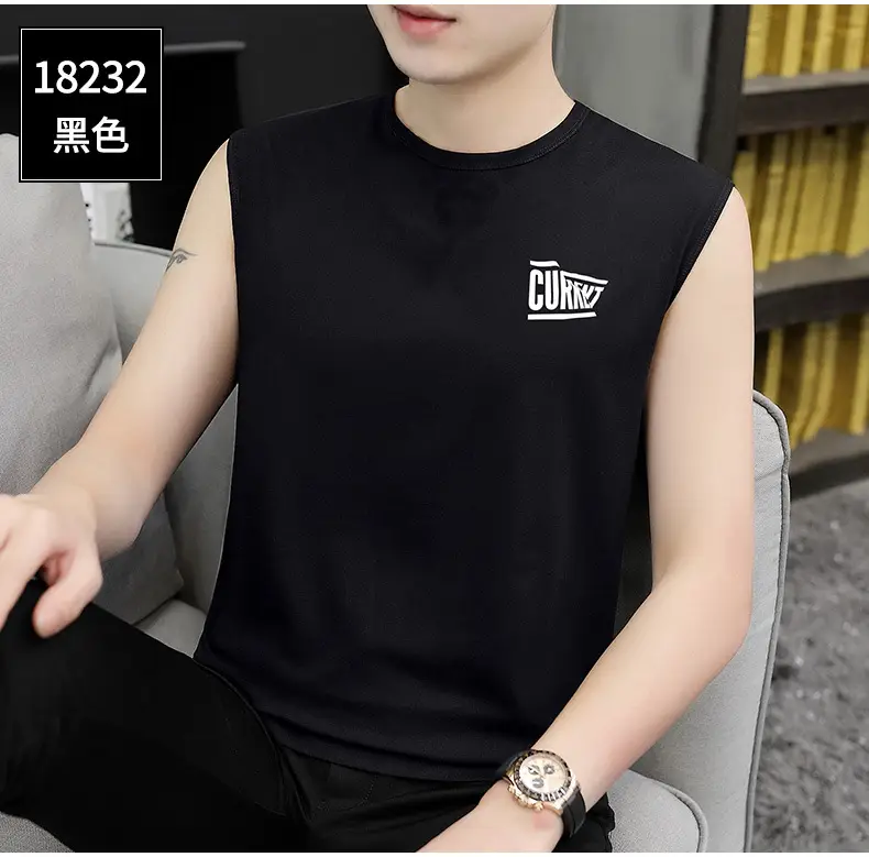Men Sleeveless Vest Gray Ice Silk Summer Wear — feature 17