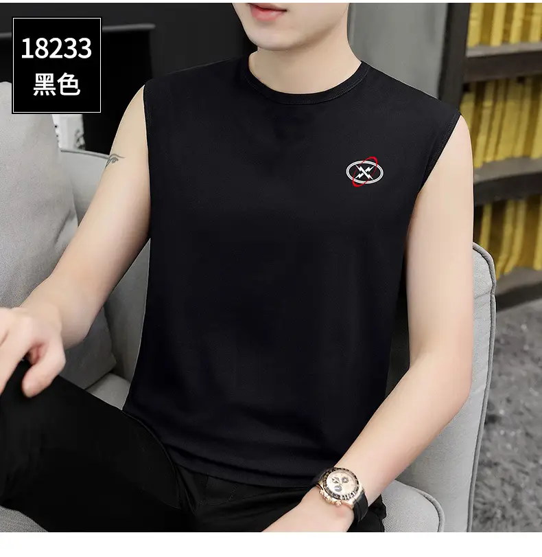 Men Sleeveless Vest Gray Ice Silk Summer Wear — feature 18
