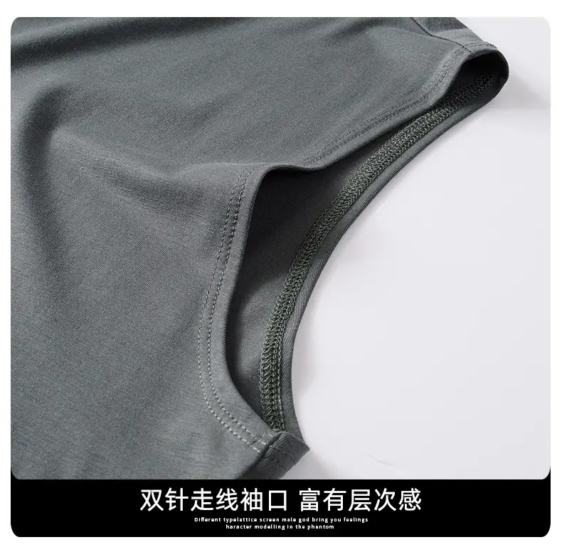 Men Sleeveless Vest Gray Ice Silk Summer Wear — feature 24