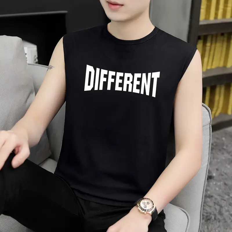 Men Sleeveless Vest Gray Ice Silk Summer Wear - Image 10