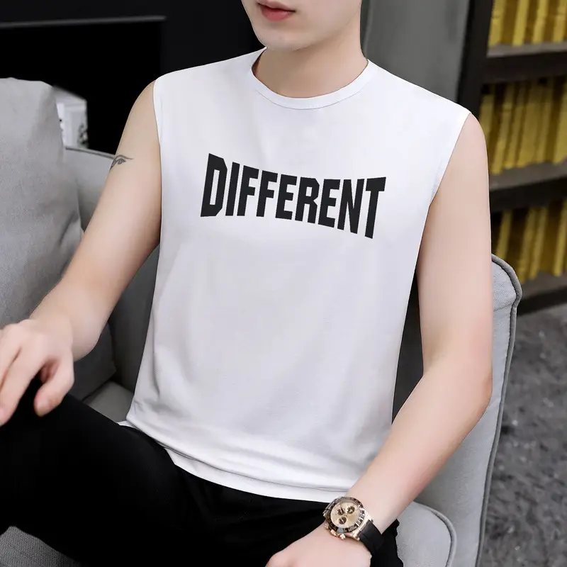 Men Sleeveless Vest Gray Ice Silk Summer Wear - Image 11