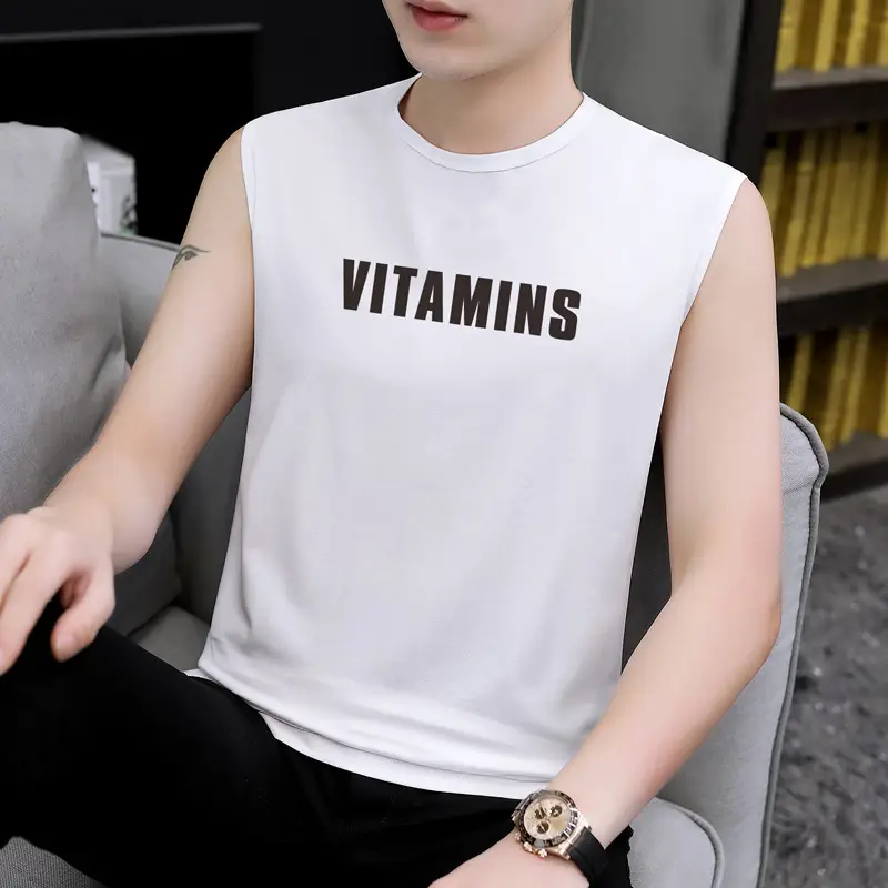 Men Sleeveless Vest Gray Ice Silk Summer Wear - Image 13