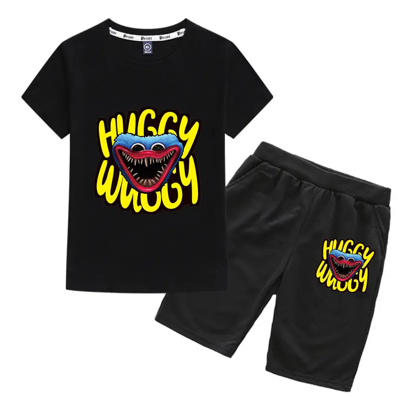 Huggy Wuggy 2-Piece Cotton Shorts Set Gray Black - Image 5