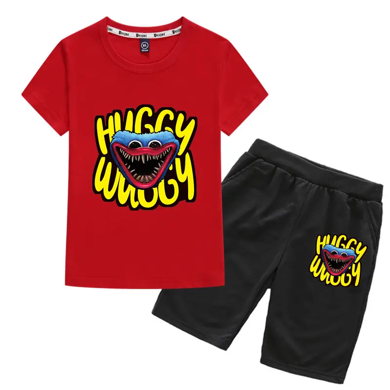Huggy Wuggy 2-Piece Cotton Shorts Set Gray Black - Image 3