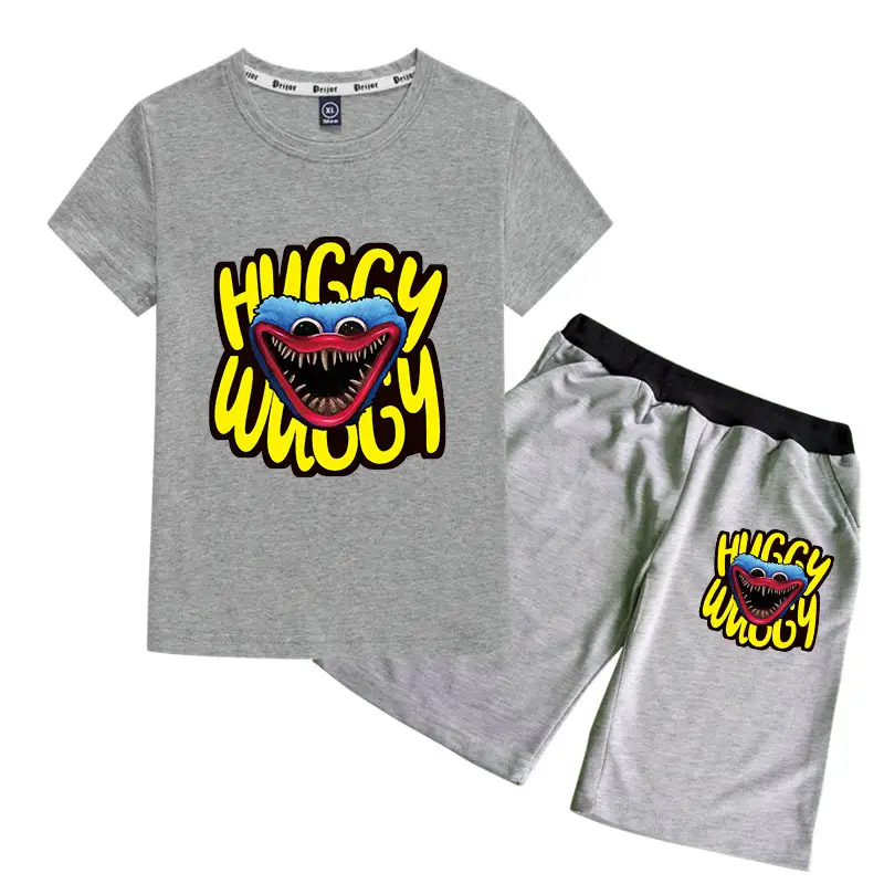 Huggy Wuggy 2-Piece Cotton Shorts Set Gray Black - Image 12