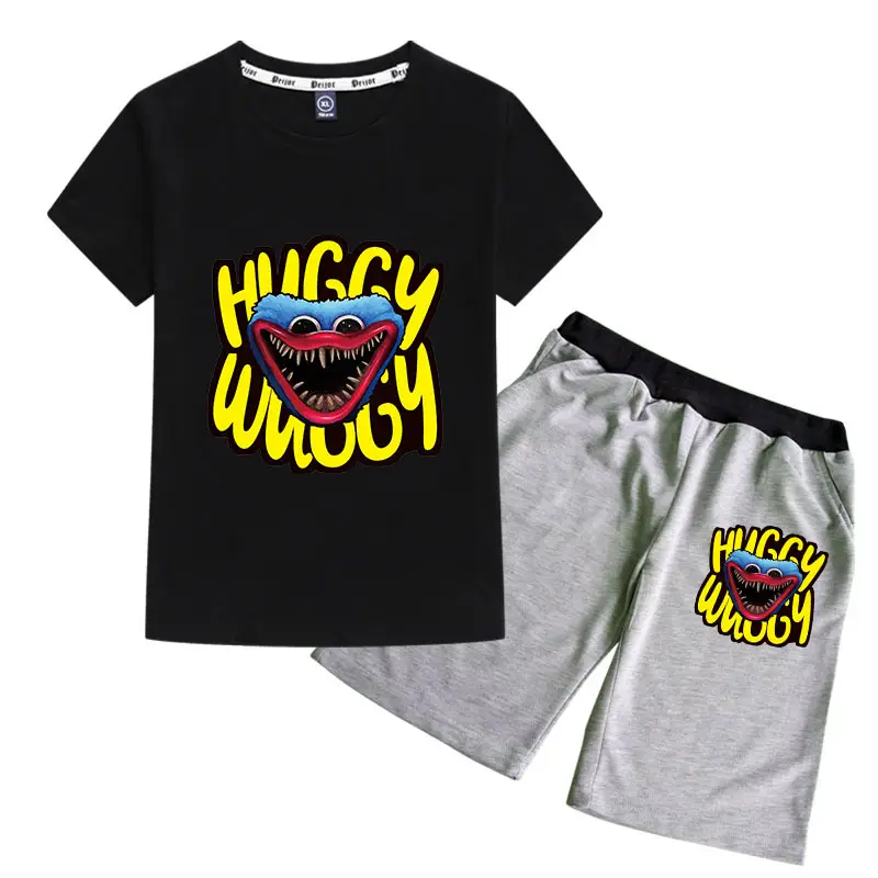 Huggy Wuggy 2-Piece Cotton Shorts Set Gray Black - Image 13