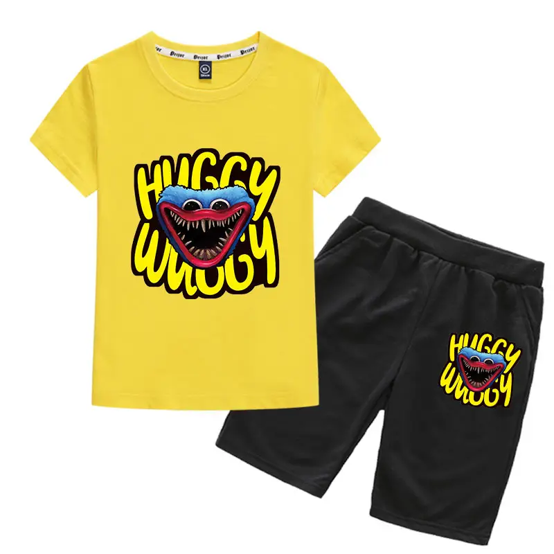 Huggy Wuggy 2-Piece Cotton Shorts Set Gray Black - Image 2