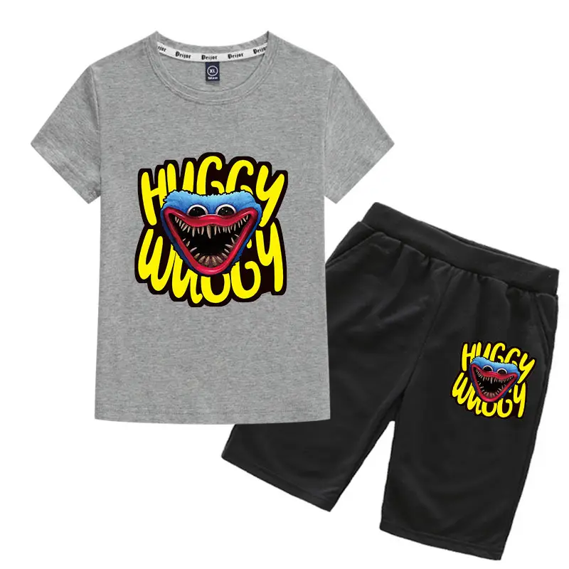 Huggy Wuggy 2-Piece Cotton Shorts Set Gray Black - Image 4