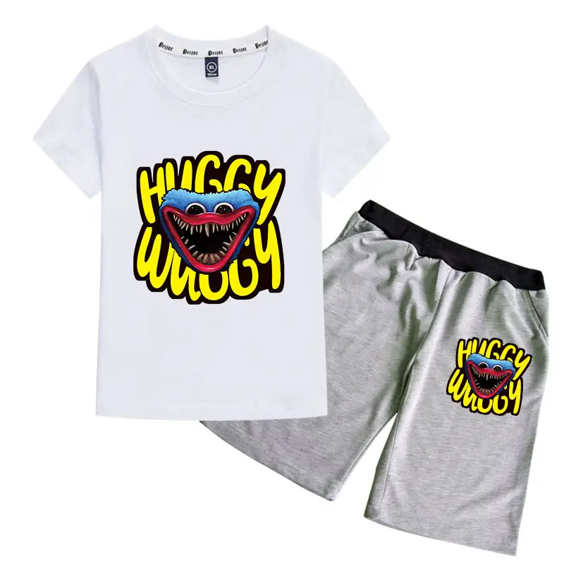Huggy Wuggy 2-Piece Cotton Shorts Set Gray Black - Image 9