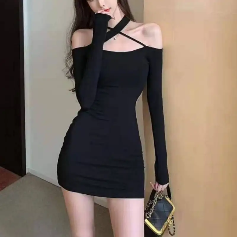 Women's White Halter Neck Slim Fit Skirt Dress