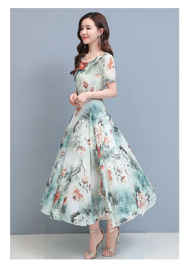 Women Floral A-Line Gown with Belly Cover Summer Dress — feature 22