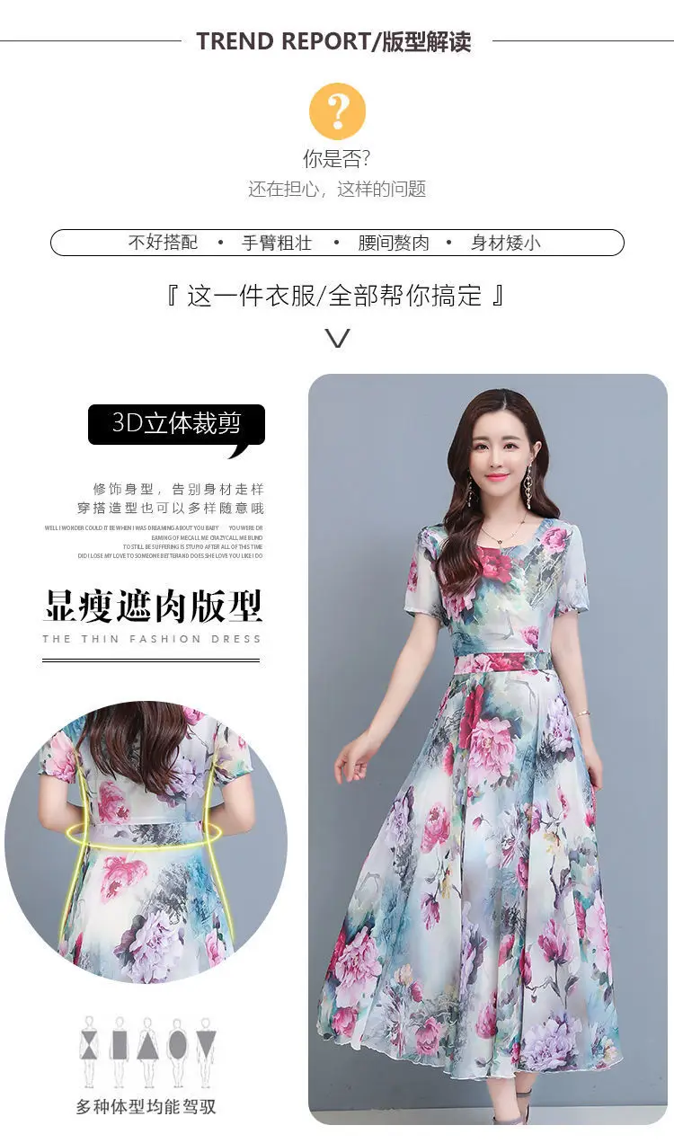 Women Floral A-Line Gown with Belly Cover Summer Dress — feature 6