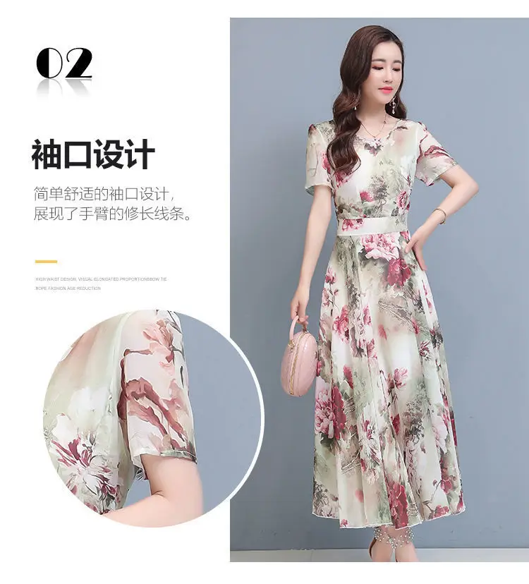 Women Floral A-Line Gown with Belly Cover Summer Dress — feature 8