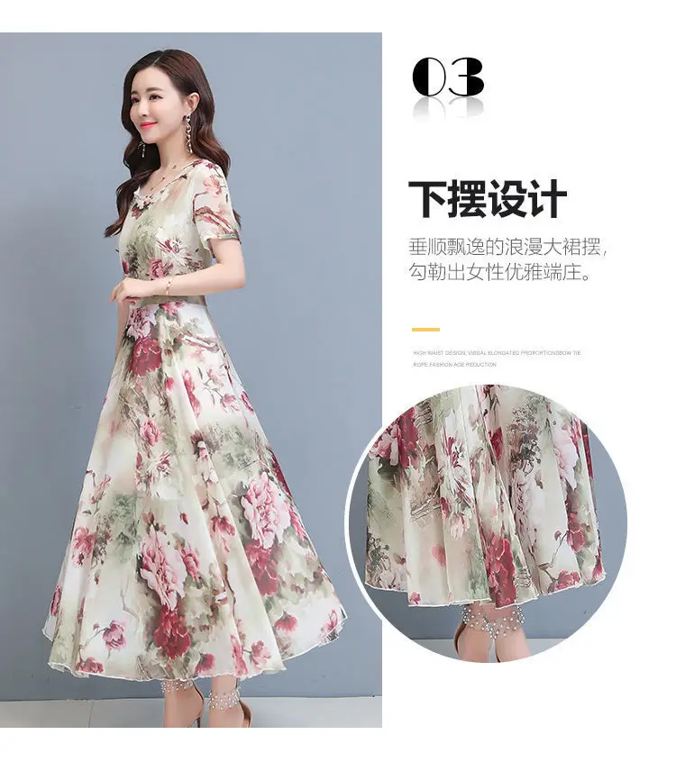 Women Floral A-Line Gown with Belly Cover Summer Dress — feature 9