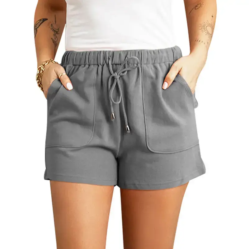 Women Green Drawstring Shorts Casual Summer - Image 2