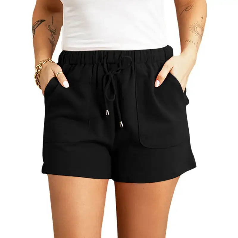 Women Green Drawstring Shorts Casual Summer - Image 4