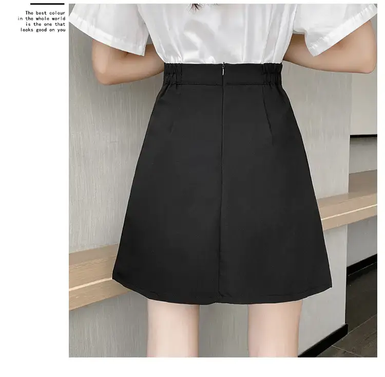 Japanese Pleated Skirt for Women, Grey, Elastic Waist, Slimming A-Line — feature 8