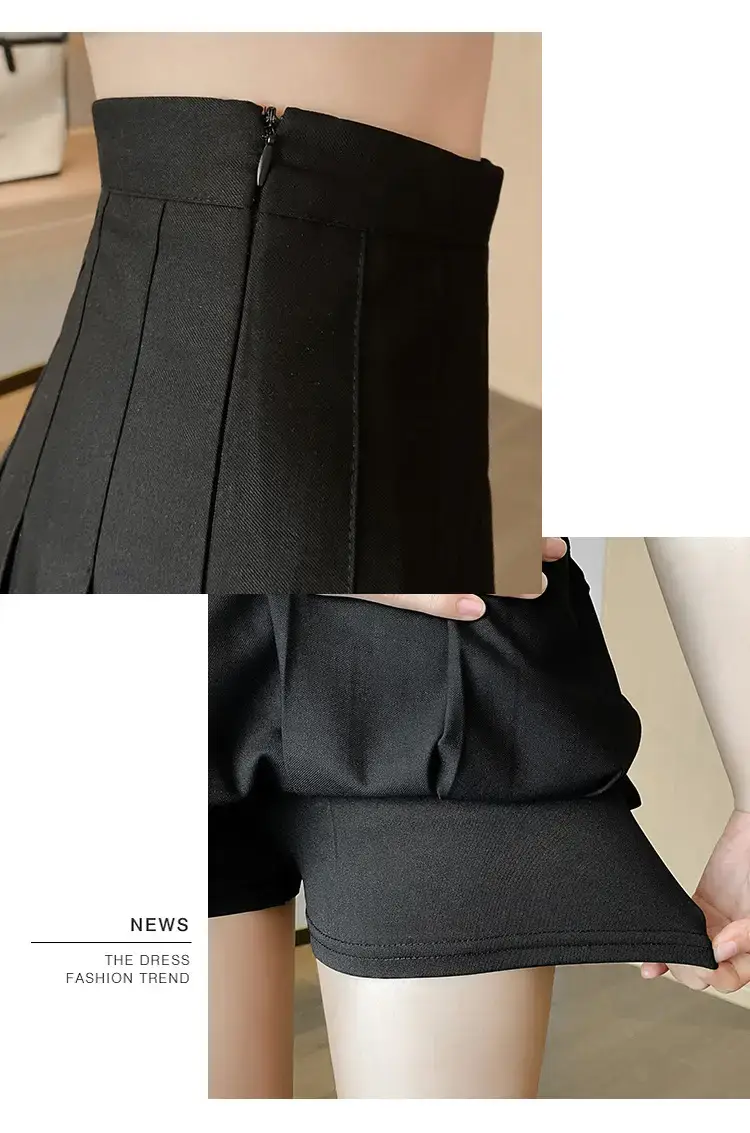 Black Pleated Skirt High Waist Junior High School — feature 5