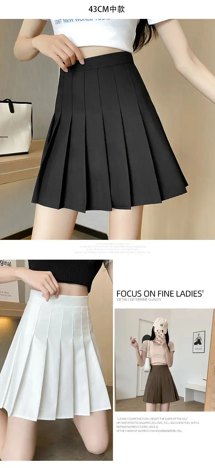 Black Pleated Skirt High Waist Junior High School — feature 6