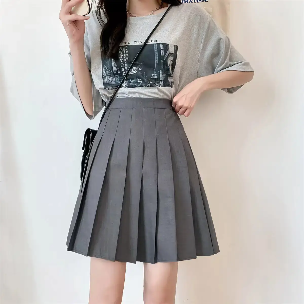 Black Pleated Skirt High Waist Junior High School — feature 7