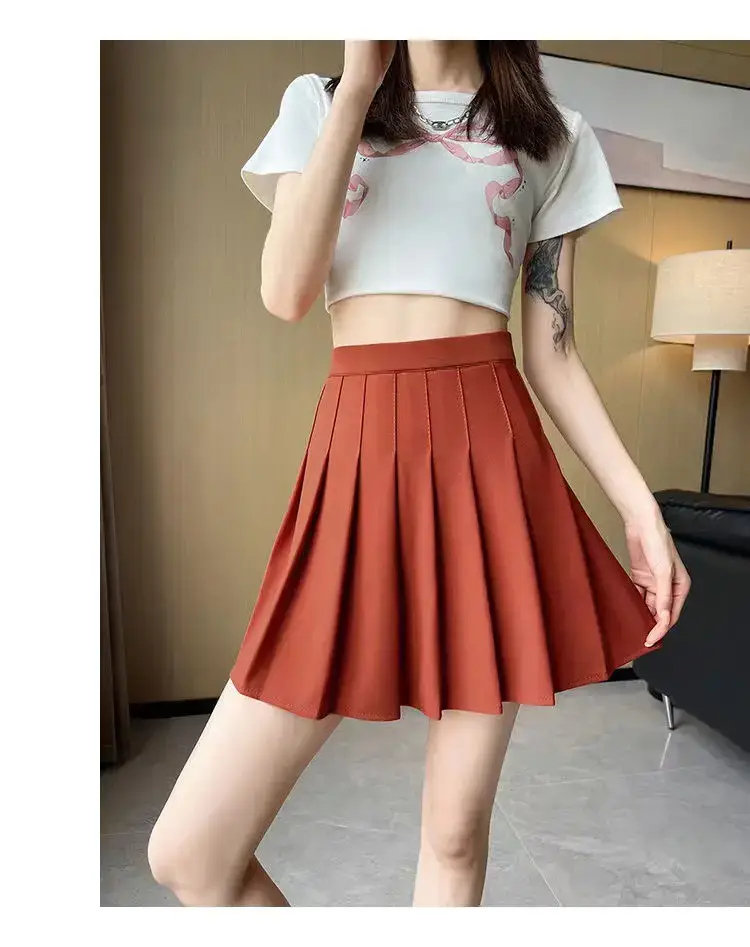 Black Pleated Skirt High Waist Junior High School - Image 11