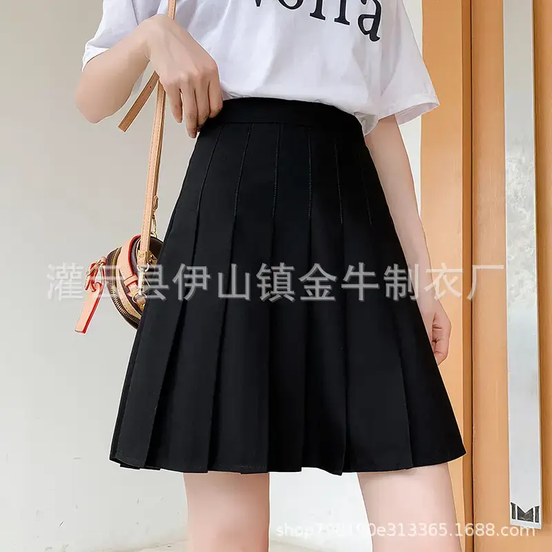 Black Pleated Skirt High Waist Junior High School - Image 12