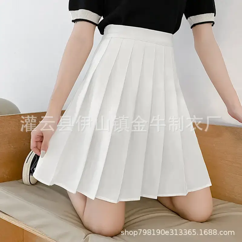 Black Pleated Skirt High Waist Junior High School - Image 13