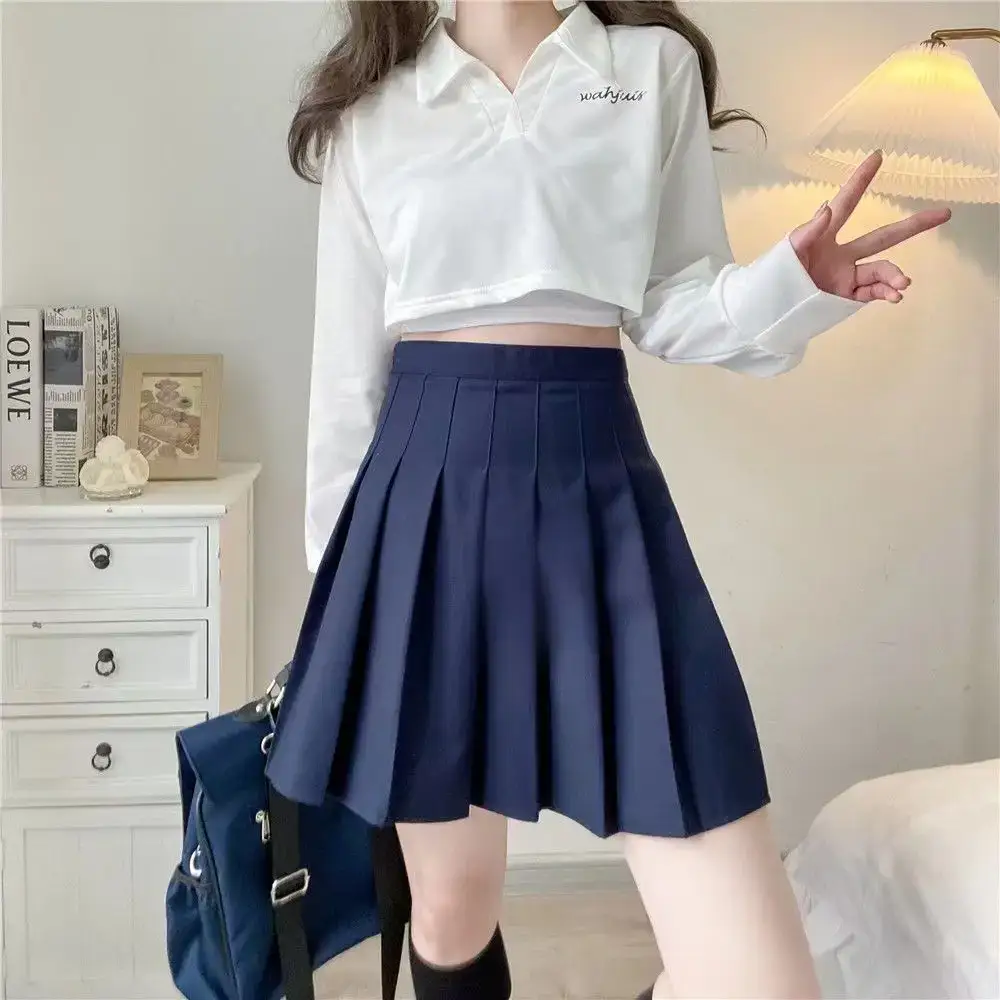 Black Pleated Skirt High Waist Junior High School - Image 7