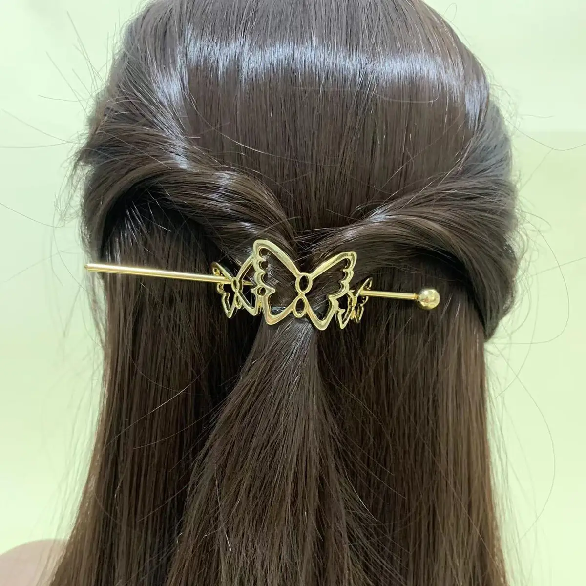 Golden Butterfly Hairpin with Ball Head Design - Image 3