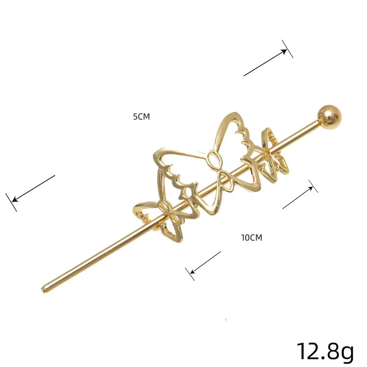 Golden Butterfly Hairpin with Ball Head Design - Image 6