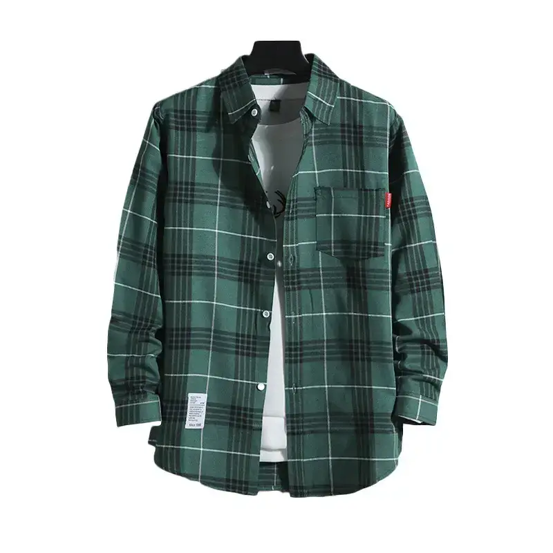 Men's 2020 Plaid Long Sleeve Shirt Grey - Image 24