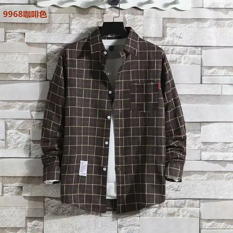Men's 2020 Plaid Long Sleeve Shirt Grey — feature 13