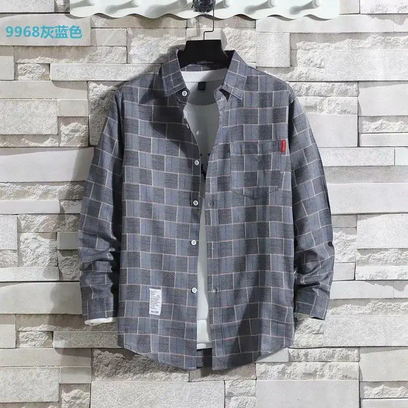 Men's 2020 Plaid Long Sleeve Shirt Grey — feature 14
