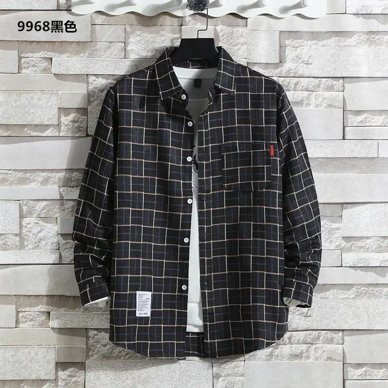 Men's 2020 Plaid Long Sleeve Shirt Grey — feature 16