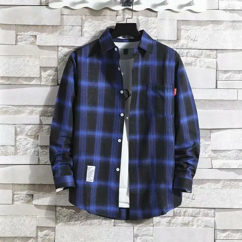 Men's 2020 Plaid Long Sleeve Shirt Grey - Image 3