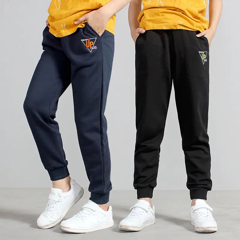 Kids Embroidered Sports Pants Grey Cotton Big Size - Image 15