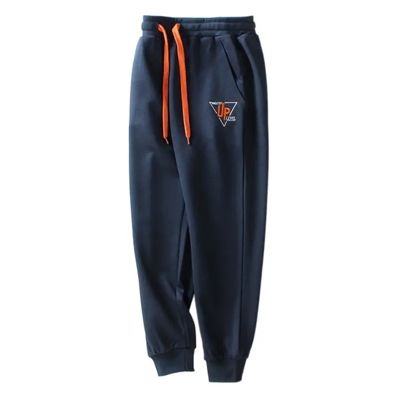 Kids Embroidered Sports Pants Grey Cotton Big Size