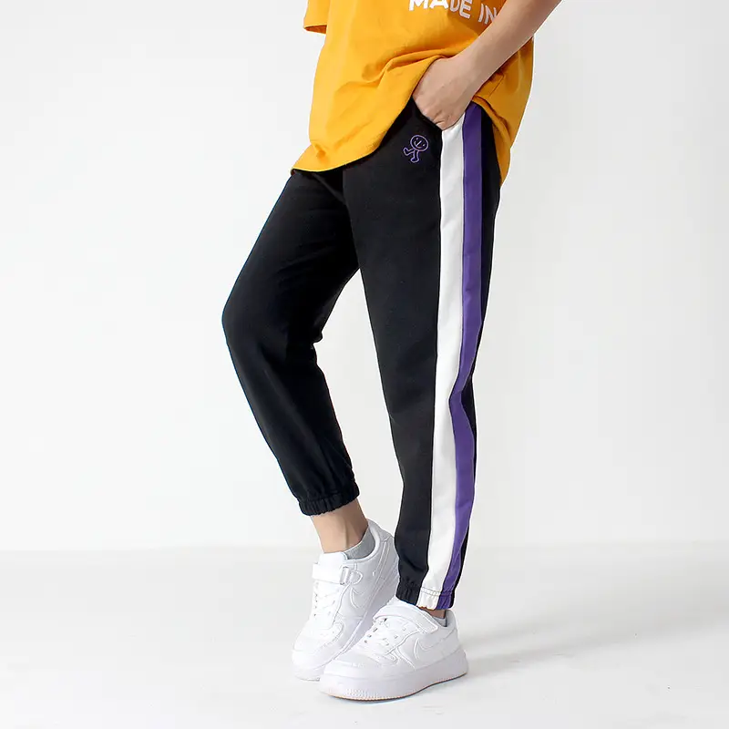 Kids Embroidered Sports Pants Grey Cotton Big Size - Image 3