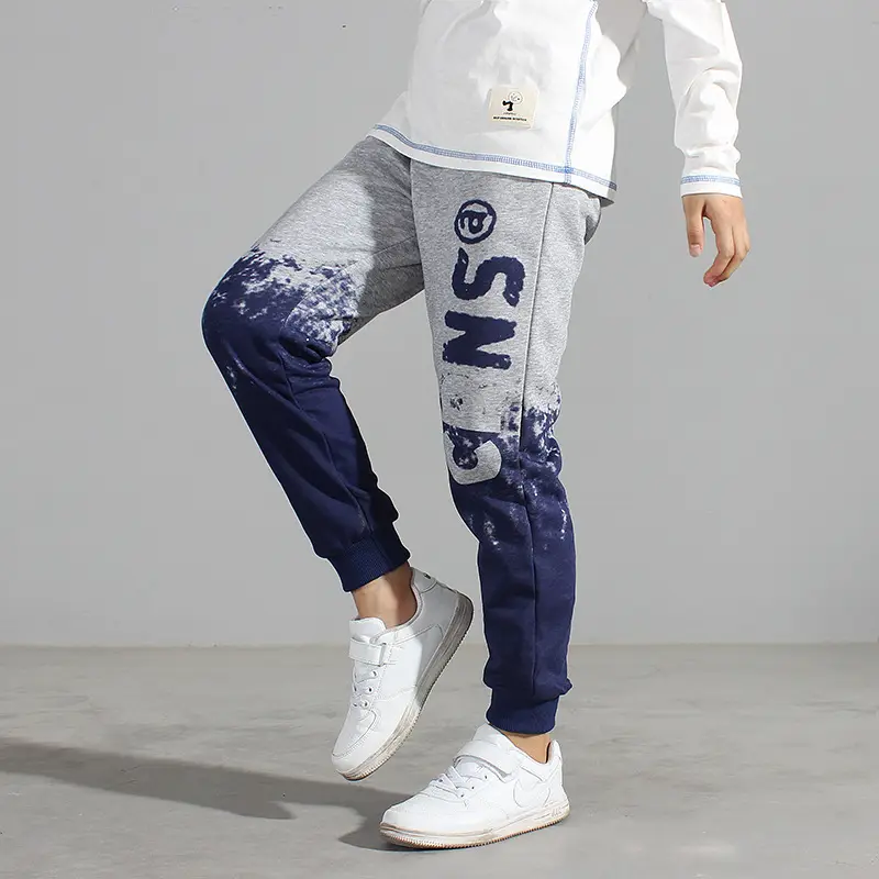 Kids Embroidered Sports Pants Grey Cotton Big Size - Image 8