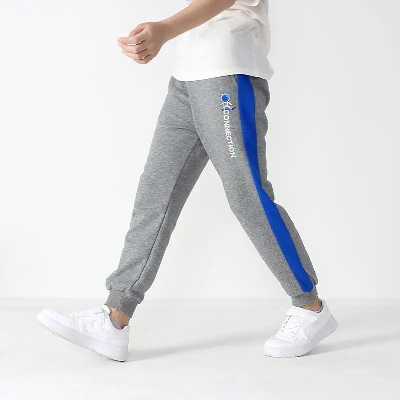 Kids Embroidered Sports Pants Grey Cotton Big Size - Image 10