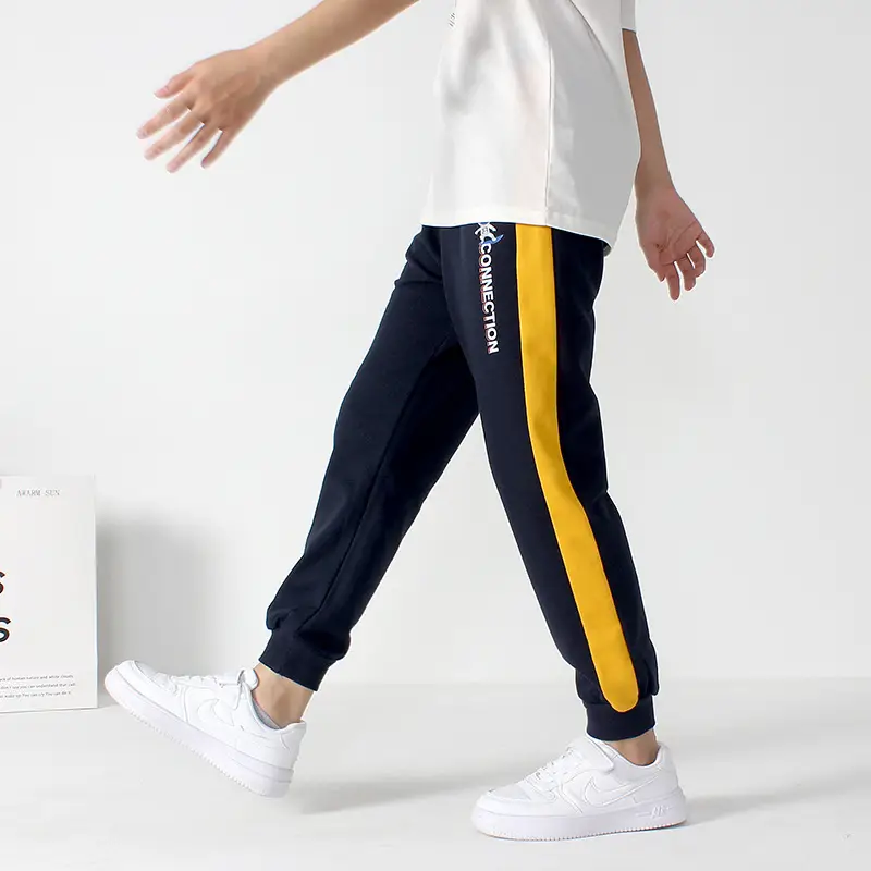 Kids Embroidered Sports Pants Grey Cotton Big Size - Image 11