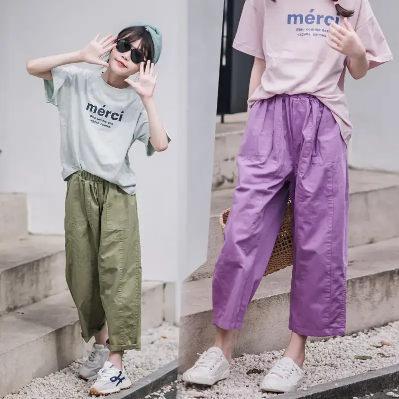 Girls Loose Straight Pants Medium Large Spring Summer Casual Pants - Image 6